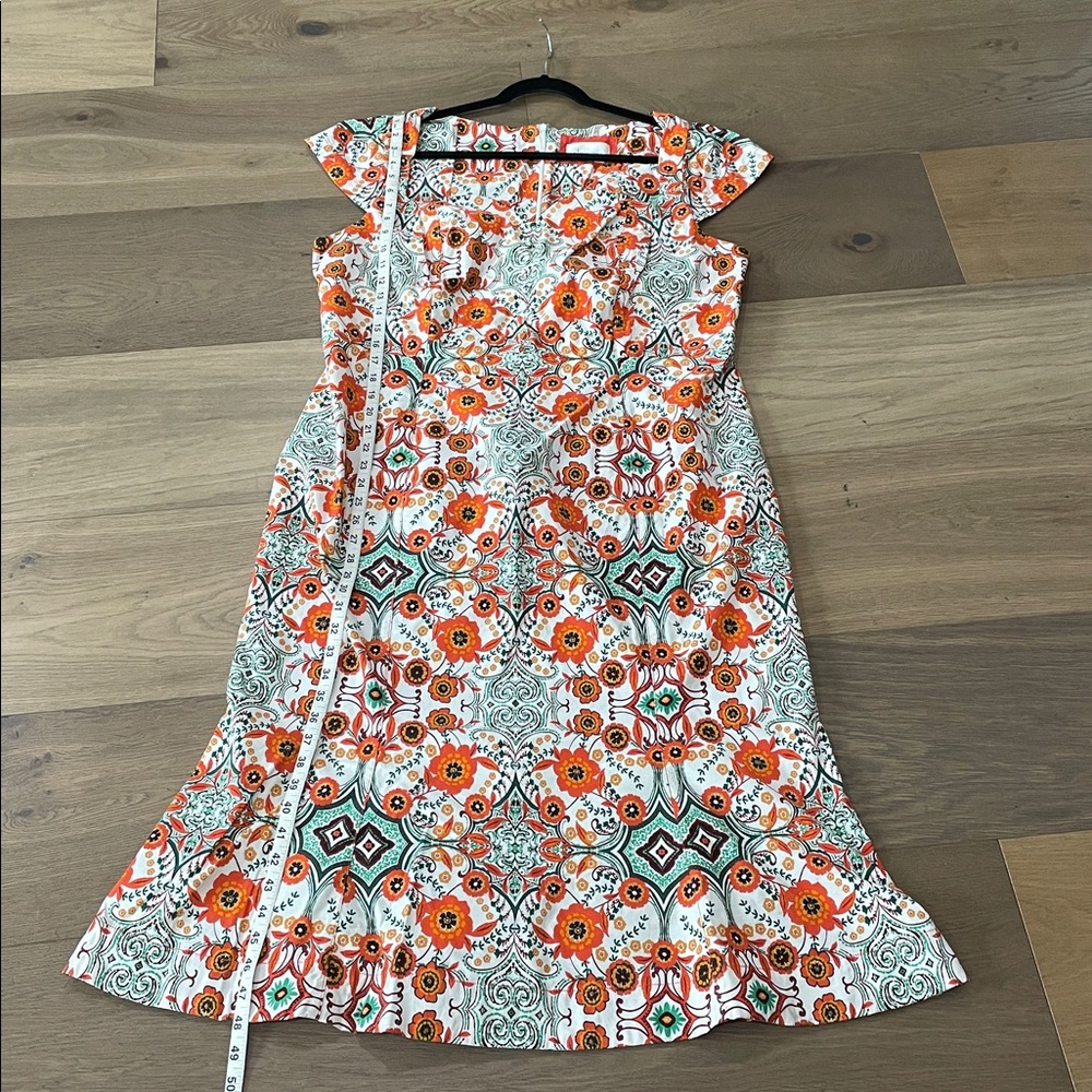 Anthropologie Mosaic Floral Midi Dress in Red, Green, Cream - Picture 14 of 15